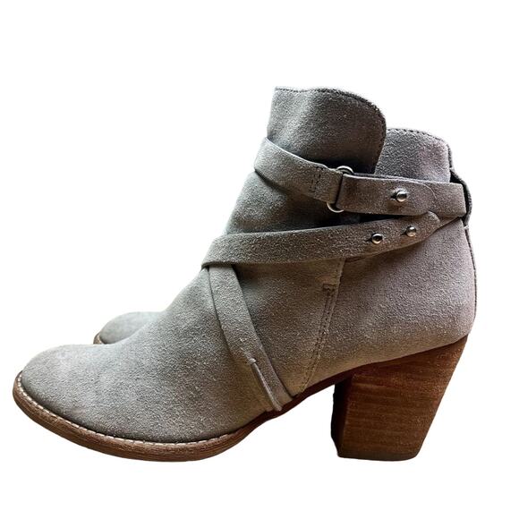Sam Edelman Ankle Boots Womens 8M Merton Gray Suede Harness - Picture 3 of 15